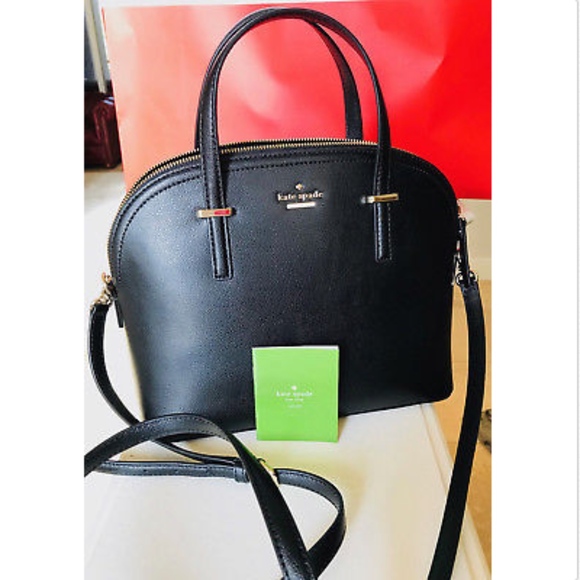 New Kate Spade Carli Patterson Drive Pebble Leather handbag Black